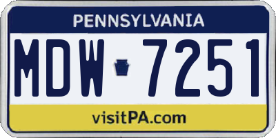 PA license plate MDW7251