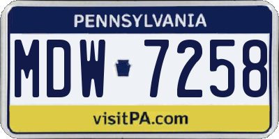 PA license plate MDW7258