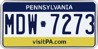 PA license plate MDW7273