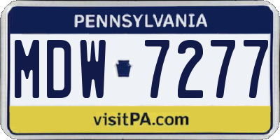 PA license plate MDW7277