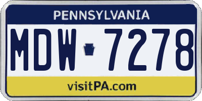 PA license plate MDW7278