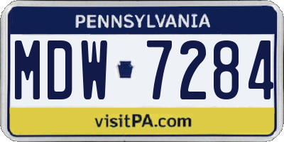PA license plate MDW7284