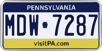 PA license plate MDW7287