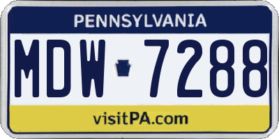 PA license plate MDW7288