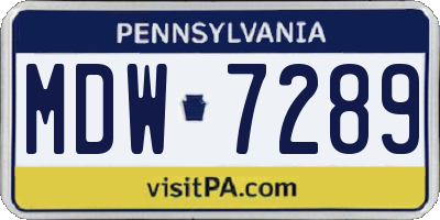 PA license plate MDW7289
