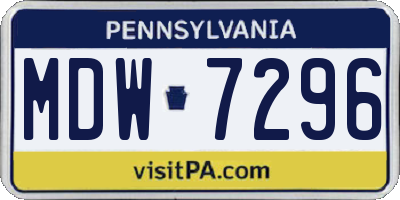 PA license plate MDW7296