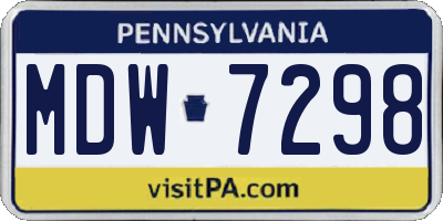 PA license plate MDW7298