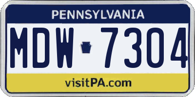 PA license plate MDW7304