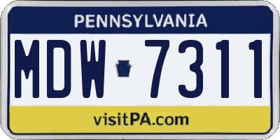 PA license plate MDW7311