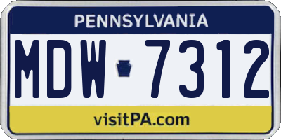 PA license plate MDW7312