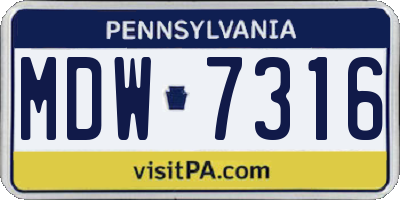 PA license plate MDW7316