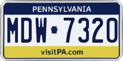 PA license plate MDW7320
