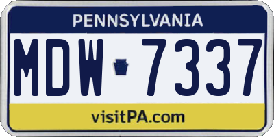 PA license plate MDW7337
