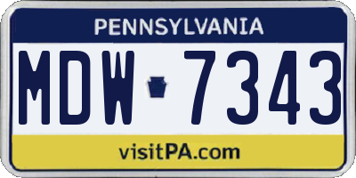 PA license plate MDW7343