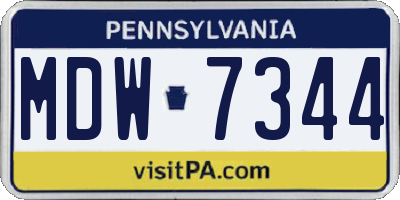 PA license plate MDW7344