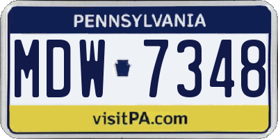 PA license plate MDW7348