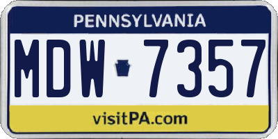 PA license plate MDW7357