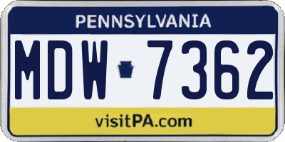 PA license plate MDW7362