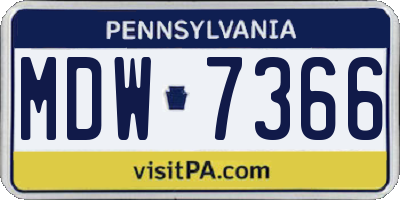 PA license plate MDW7366