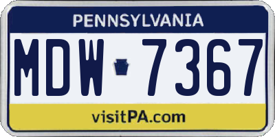 PA license plate MDW7367