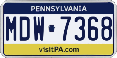 PA license plate MDW7368
