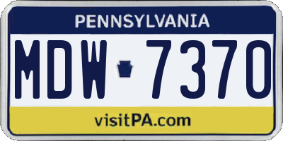 PA license plate MDW7370