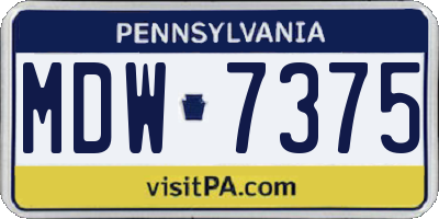 PA license plate MDW7375