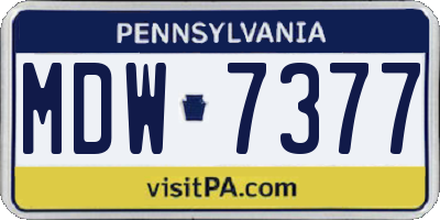 PA license plate MDW7377