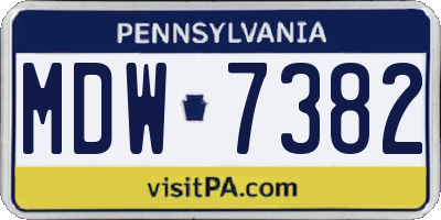 PA license plate MDW7382