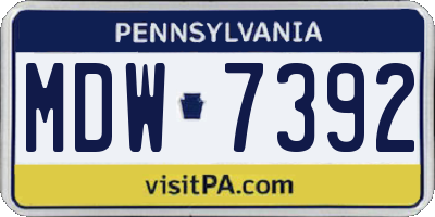 PA license plate MDW7392