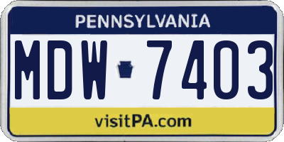 PA license plate MDW7403