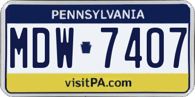 PA license plate MDW7407