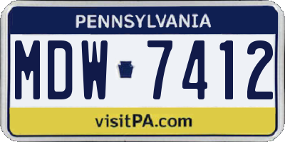 PA license plate MDW7412