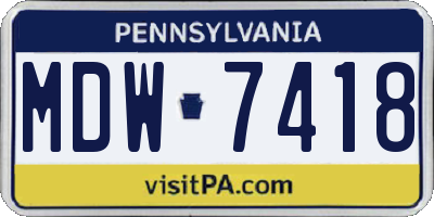 PA license plate MDW7418