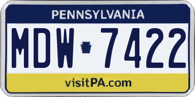 PA license plate MDW7422