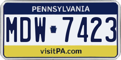 PA license plate MDW7423