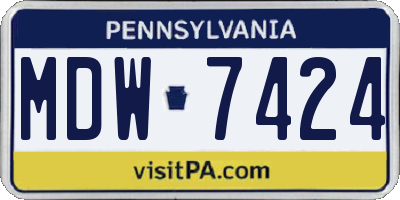 PA license plate MDW7424