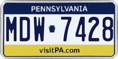 PA license plate MDW7428