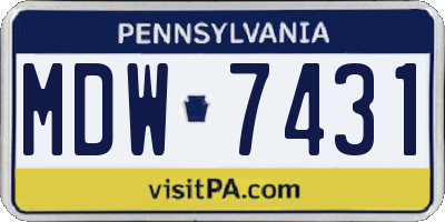 PA license plate MDW7431