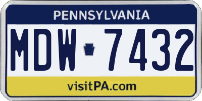 PA license plate MDW7432