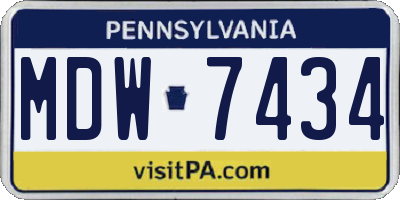 PA license plate MDW7434