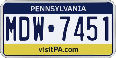 PA license plate MDW7451
