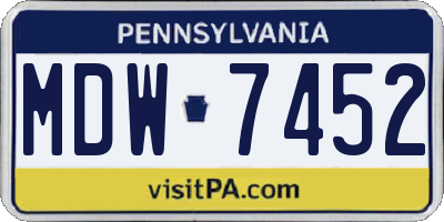 PA license plate MDW7452