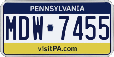 PA license plate MDW7455
