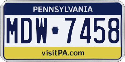 PA license plate MDW7458