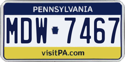 PA license plate MDW7467