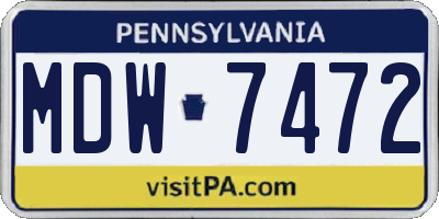 PA license plate MDW7472