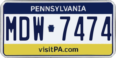 PA license plate MDW7474