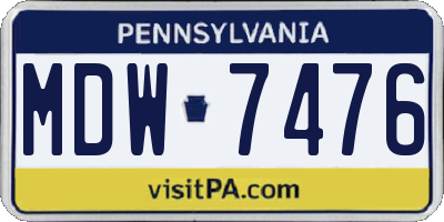PA license plate MDW7476
