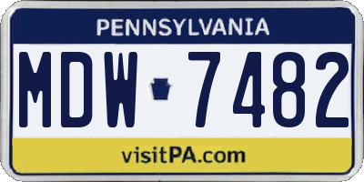 PA license plate MDW7482